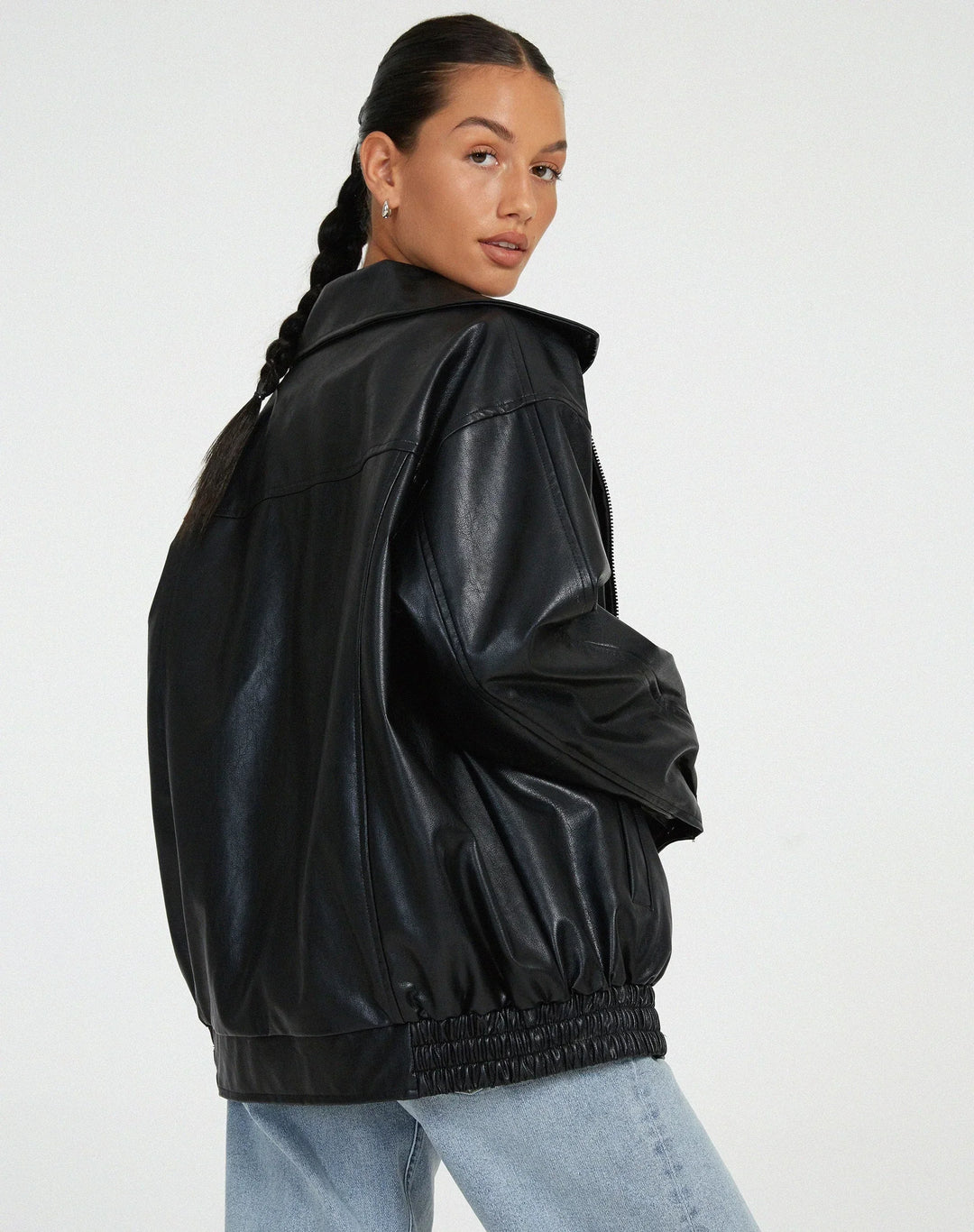 Women's Biker Style Faux Leather Jacket