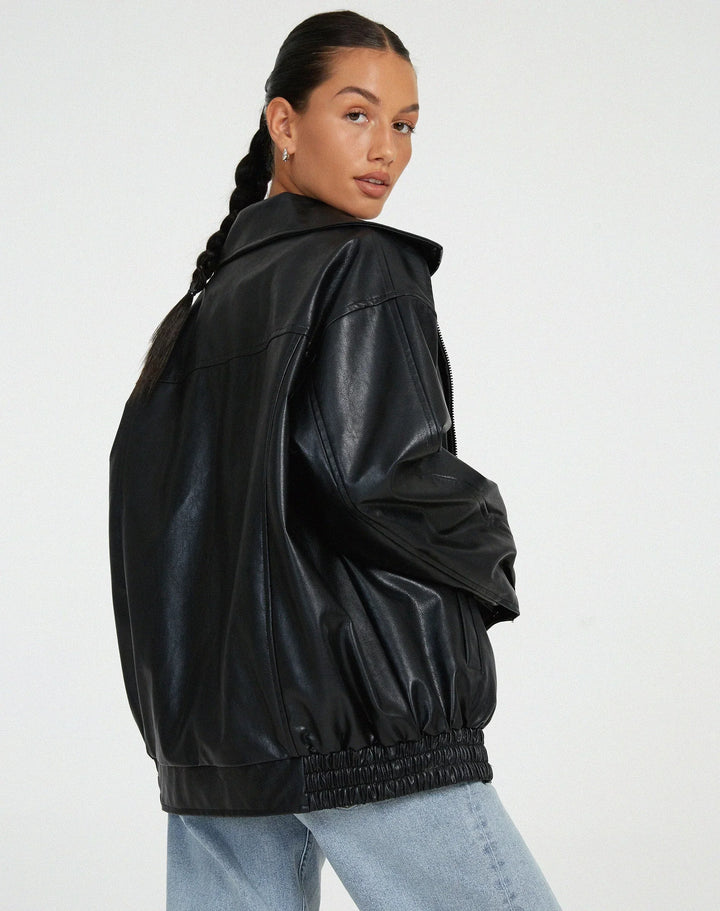 Women's Biker Style Faux Leather Jacket
