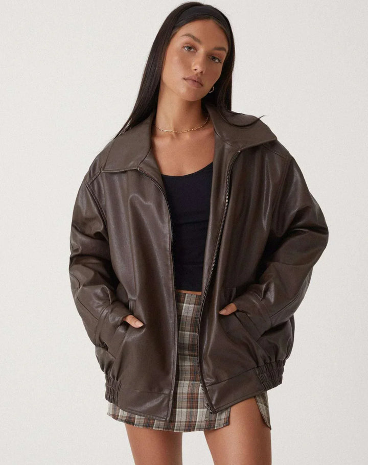Women's Biker Style Faux Leather Jacket
