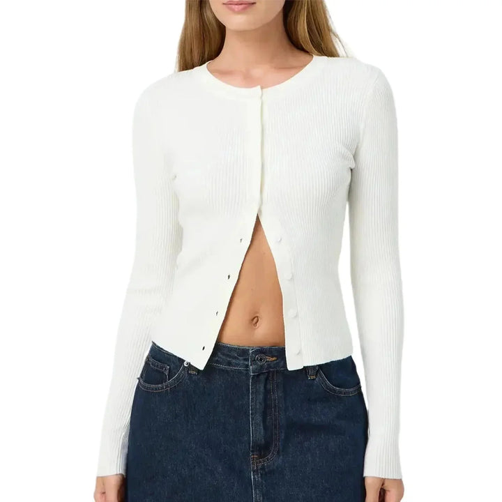 Women's Fitted Ribbed Long Sleeve Cardigan