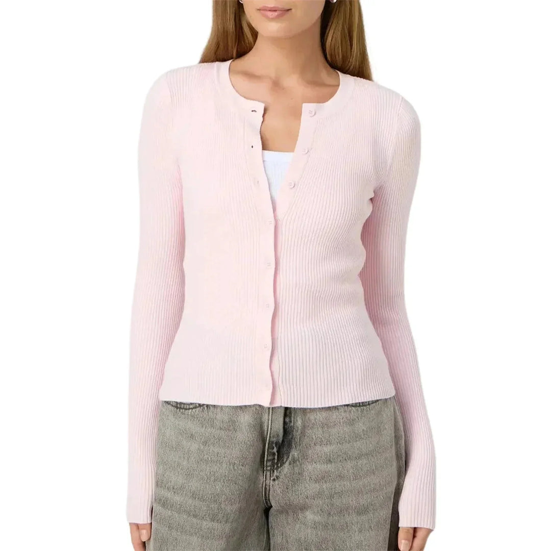 Women's Fitted Ribbed Long Sleeve Cardigan