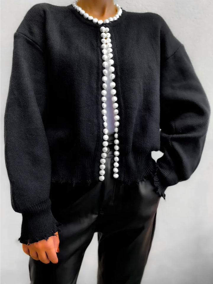 Elegant women's cardigan with pearl detail