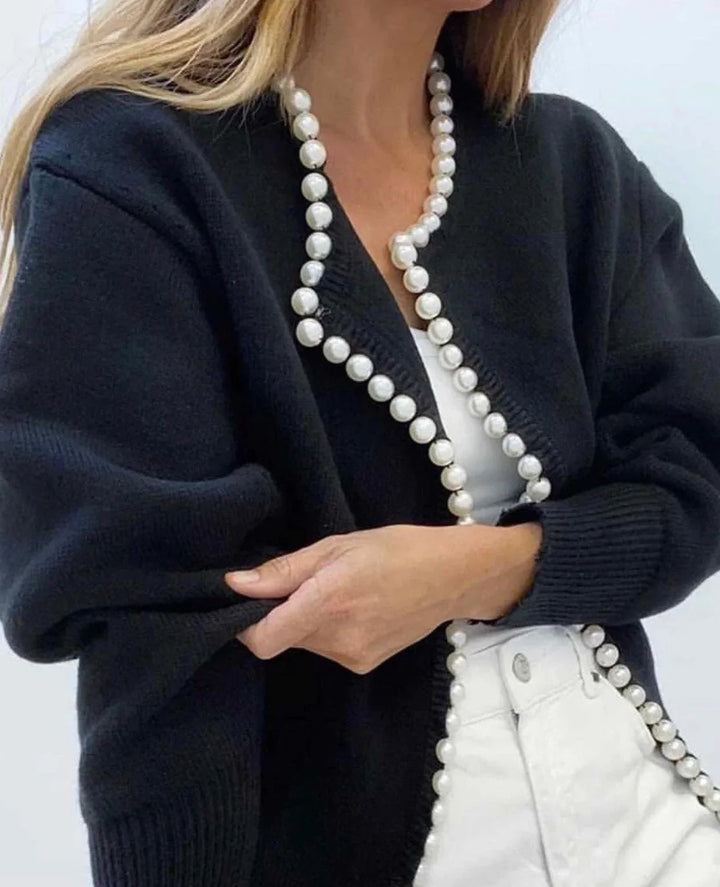 Elegant women's cardigan with pearl detail