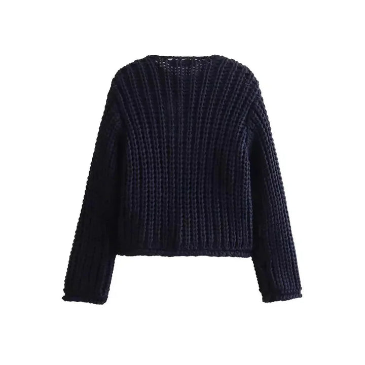 Women's Navy Blue Buttoned Cardigan Casual Fit