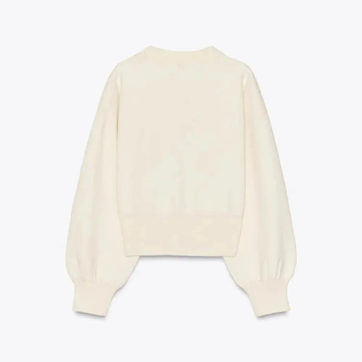Women's Cream Cardigan with Stylish Buttons and Long Sleeves