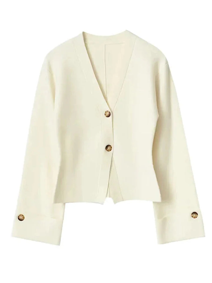 Casual Women's Cardigan with Buttons and V-Neck