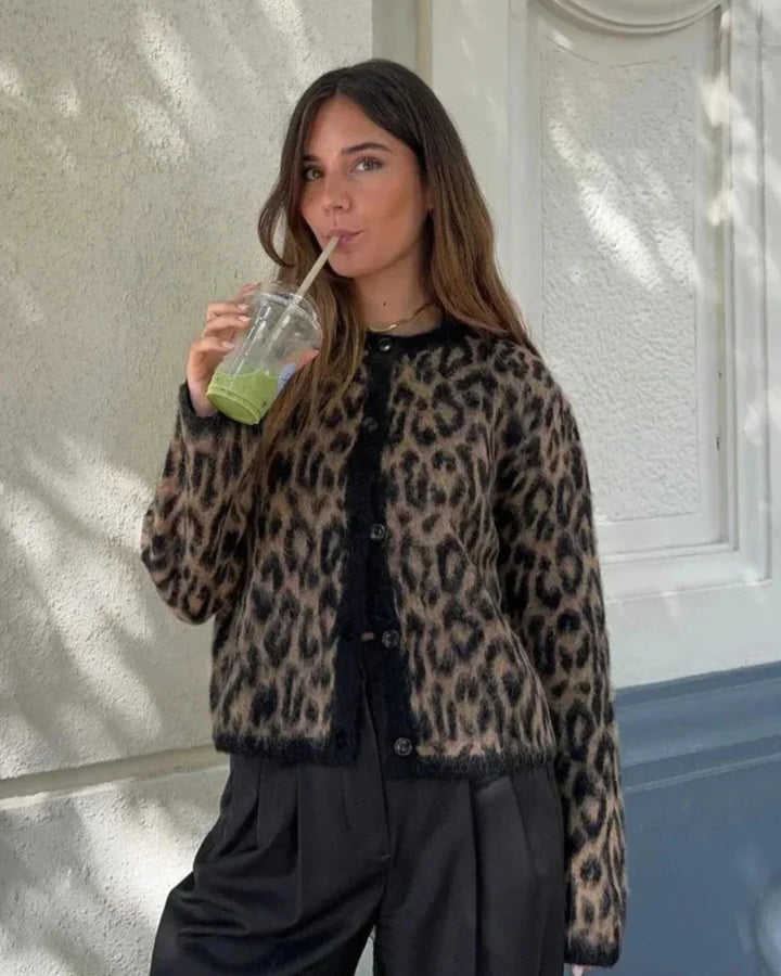 Women's Long Sleeve Animal Print Cardigan