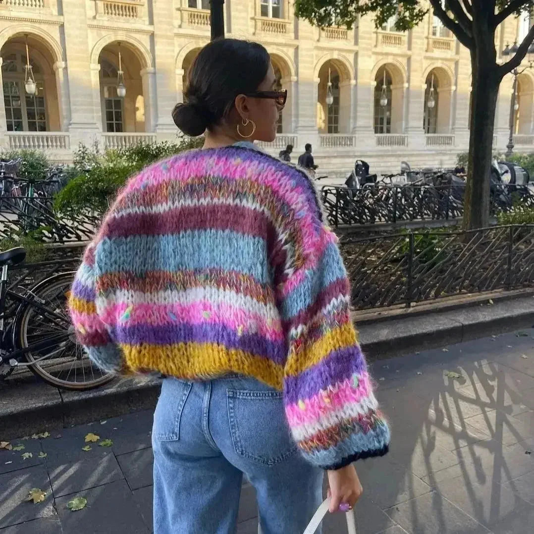Women's Colorful Striped Cardigan