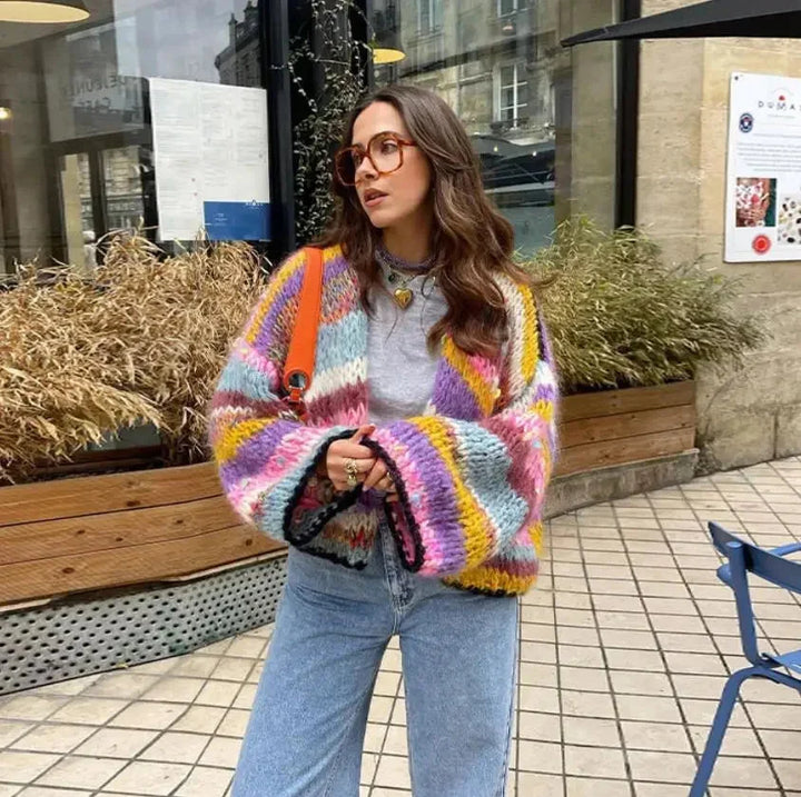Women's Colorful Striped Cardigan