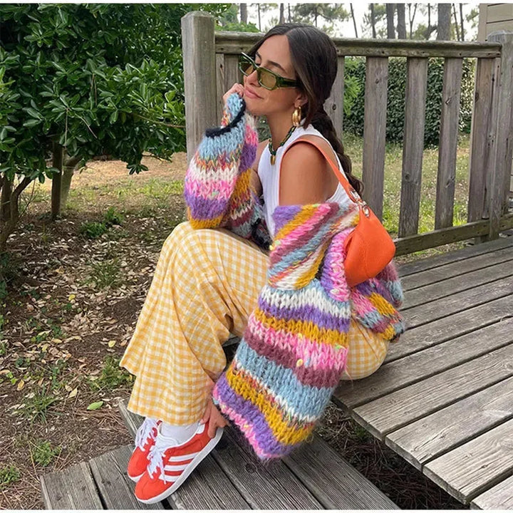 Women's Colorful Striped Cardigan