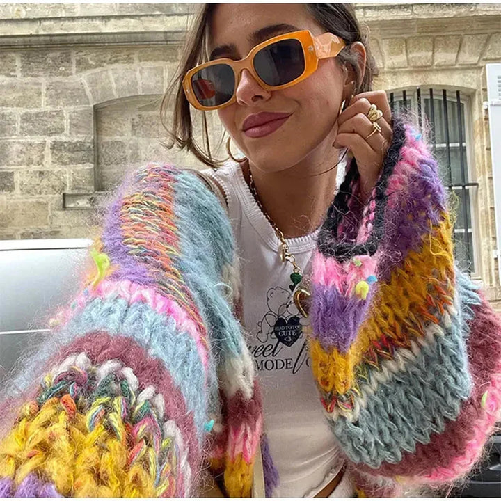 Women's Colorful Striped Cardigan