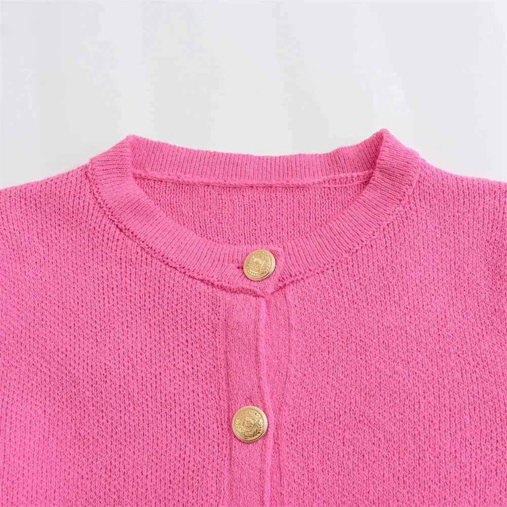 Chic Knitted Women's Cardigan with Buttons