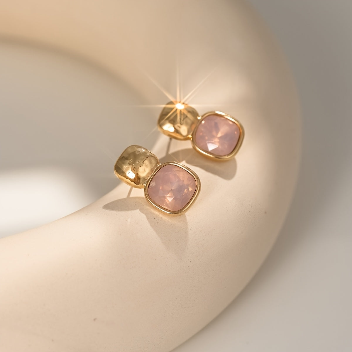 Women's Geometric Square Drop Earrings | Gold-Tone Statement Jelly Earrings