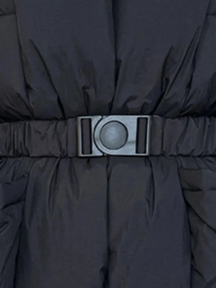 Women's Down Jacket with Belt and High Collar