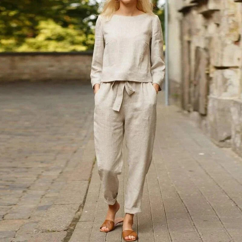 Women's Lightweight Linen Two-Piece Lounge Set | Breathable Relaxed Summer Set
