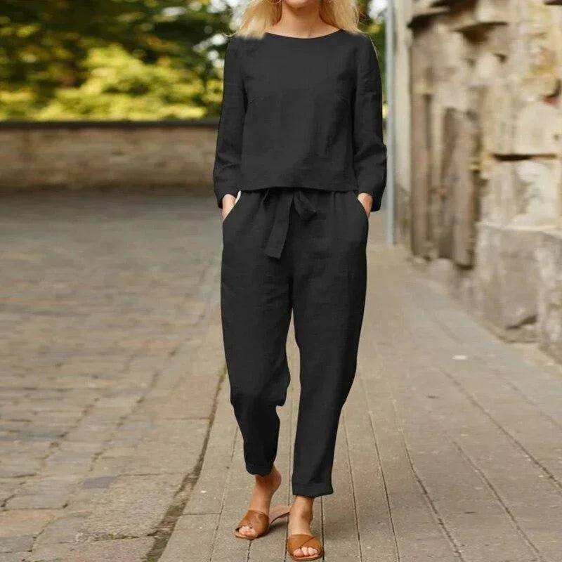 Women's Lightweight Linen Two-Piece Lounge Set | Breathable Relaxed Summer Set