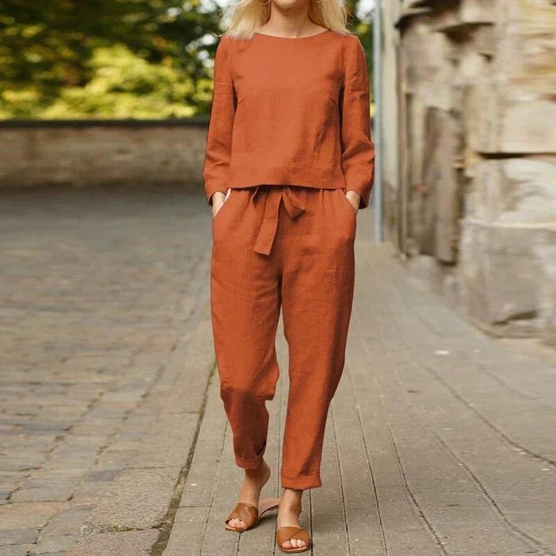 Women's Lightweight Linen Two-Piece Lounge Set | Breathable Relaxed Summer Set