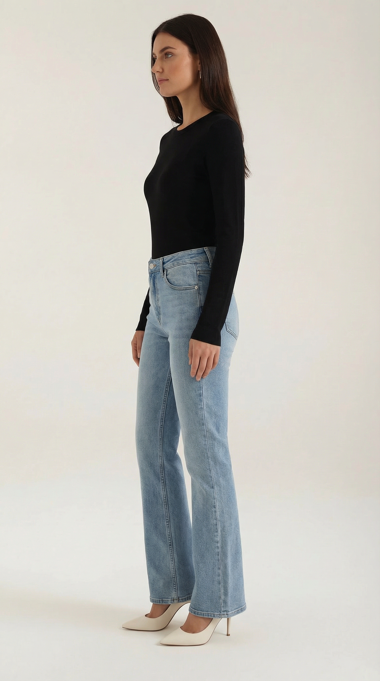 Women's Ribbed Long-Sleeve Fitted T-Shirt | Soft Round-Neck Layering Top