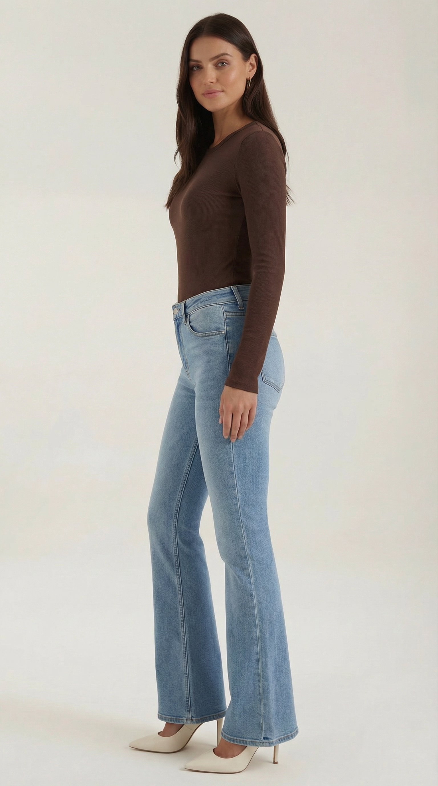 Women's Ribbed Long-Sleeve Fitted T-Shirt | Soft Round-Neck Layering Top