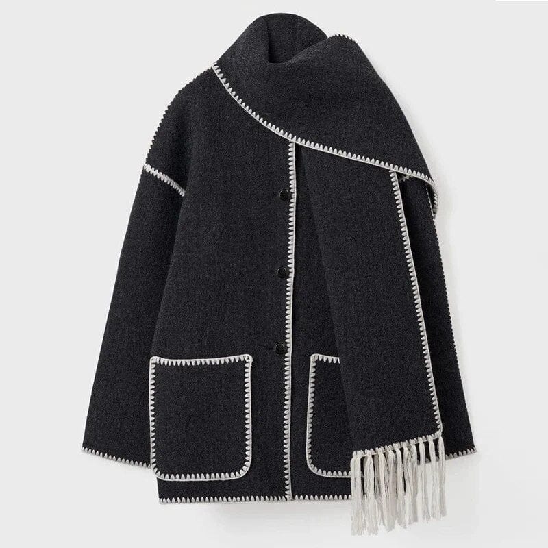 Women's Fringe Trim Knit Cardigan | Open-Front Draped Longline Cardigan