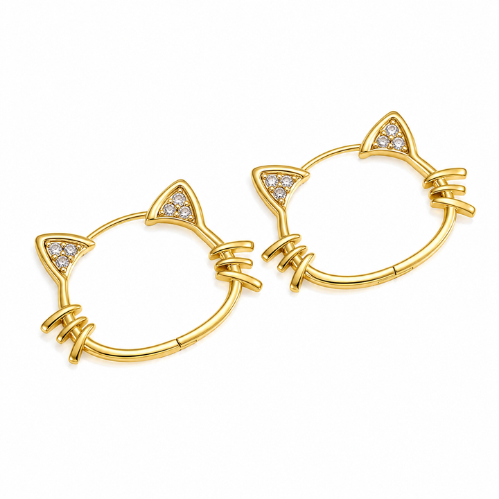 Women's Sterling Silver Cat Ear Hoop Earrings | Hypoallergenic Huggie Hoops