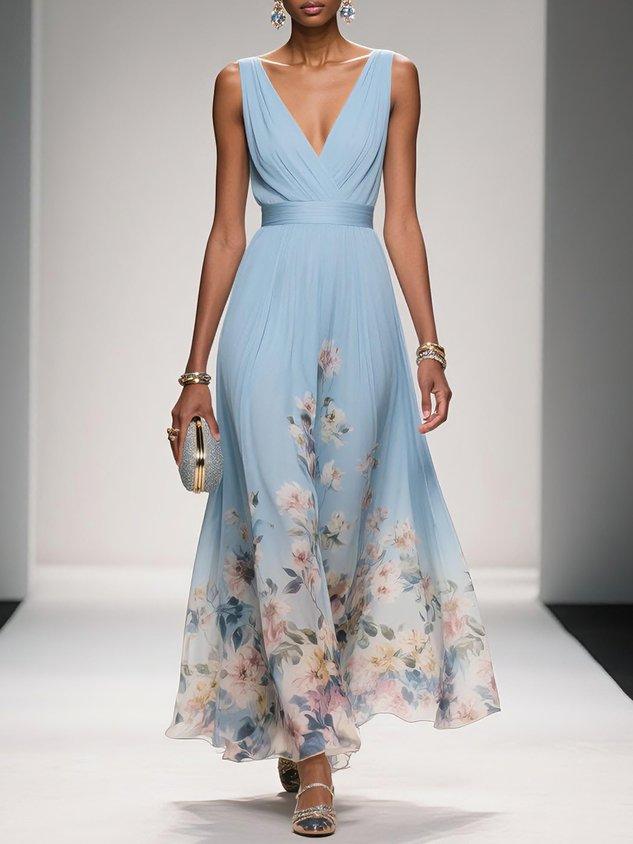 Women's Floral Print Midi Dress | Elegant Wedding Guest Dress