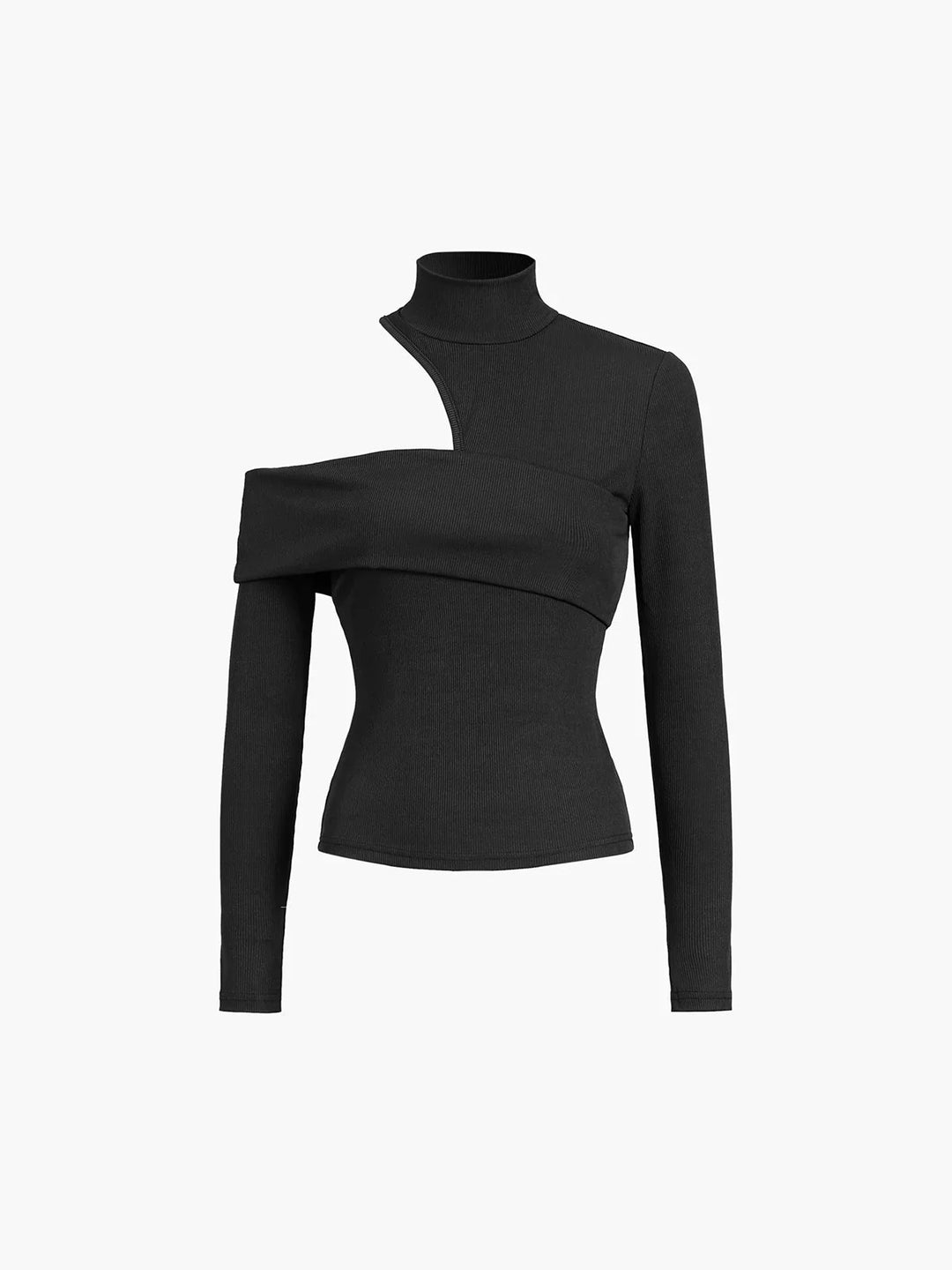 Asymmetrical Women's High Neck Top with Cutout
