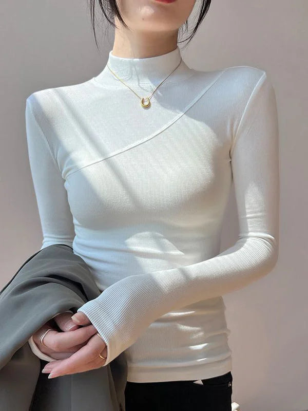 Women's High Neck Long Sleeve Stretch Top