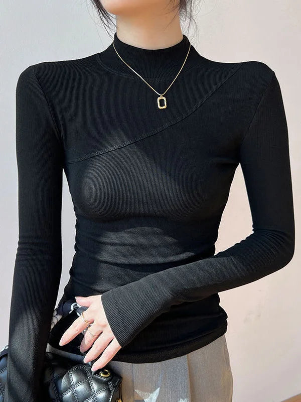 Women's High Neck Long Sleeve Stretch Top