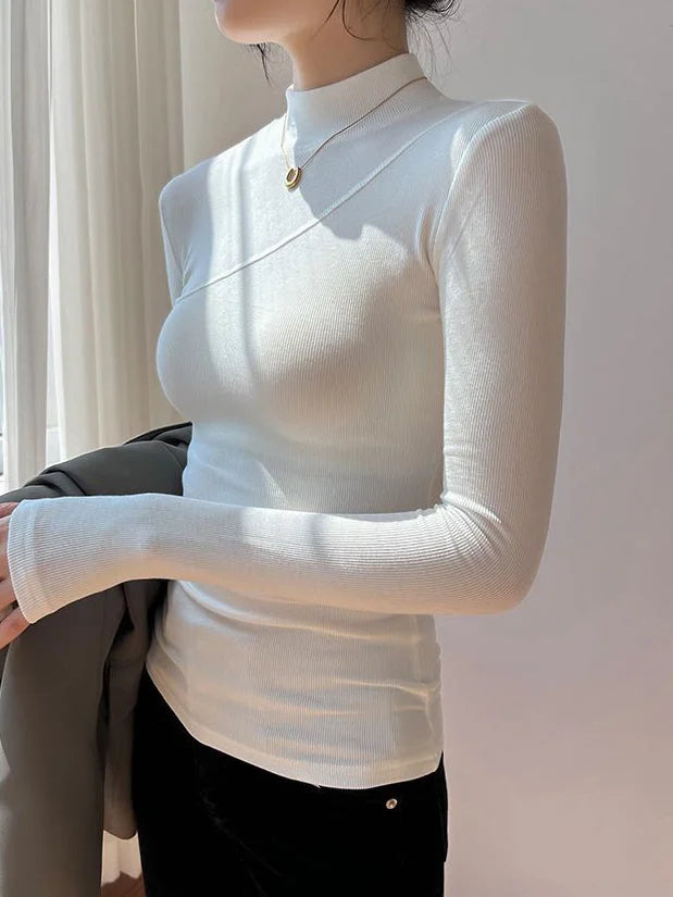Women's High Neck Long Sleeve Stretch Top