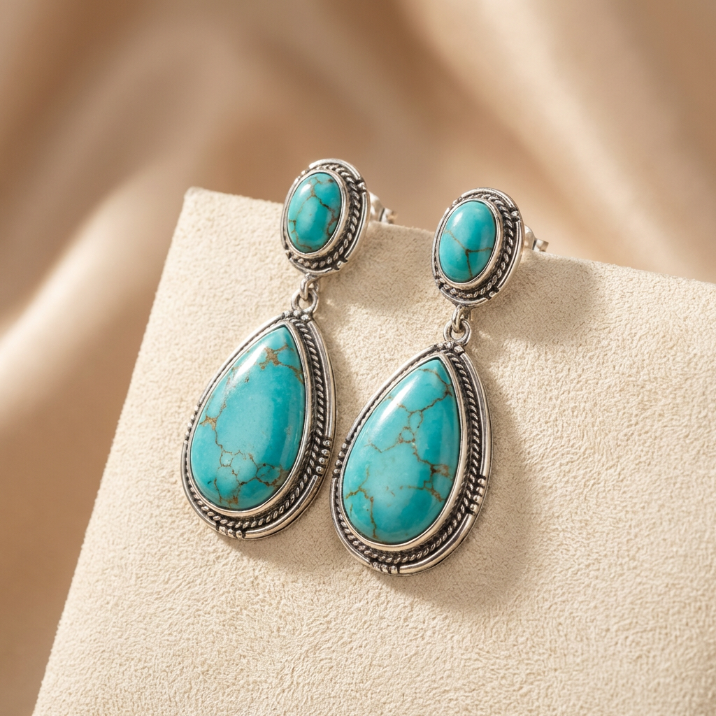 Women's Vintage Turquoise Statement Set | Elegant Necklace & Earrings