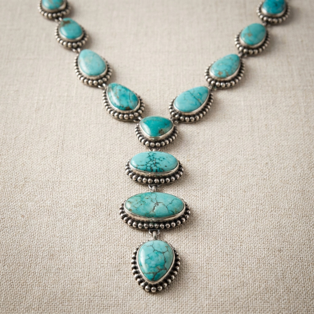 Women's Vintage Turquoise Statement Set | Elegant Necklace & Earrings