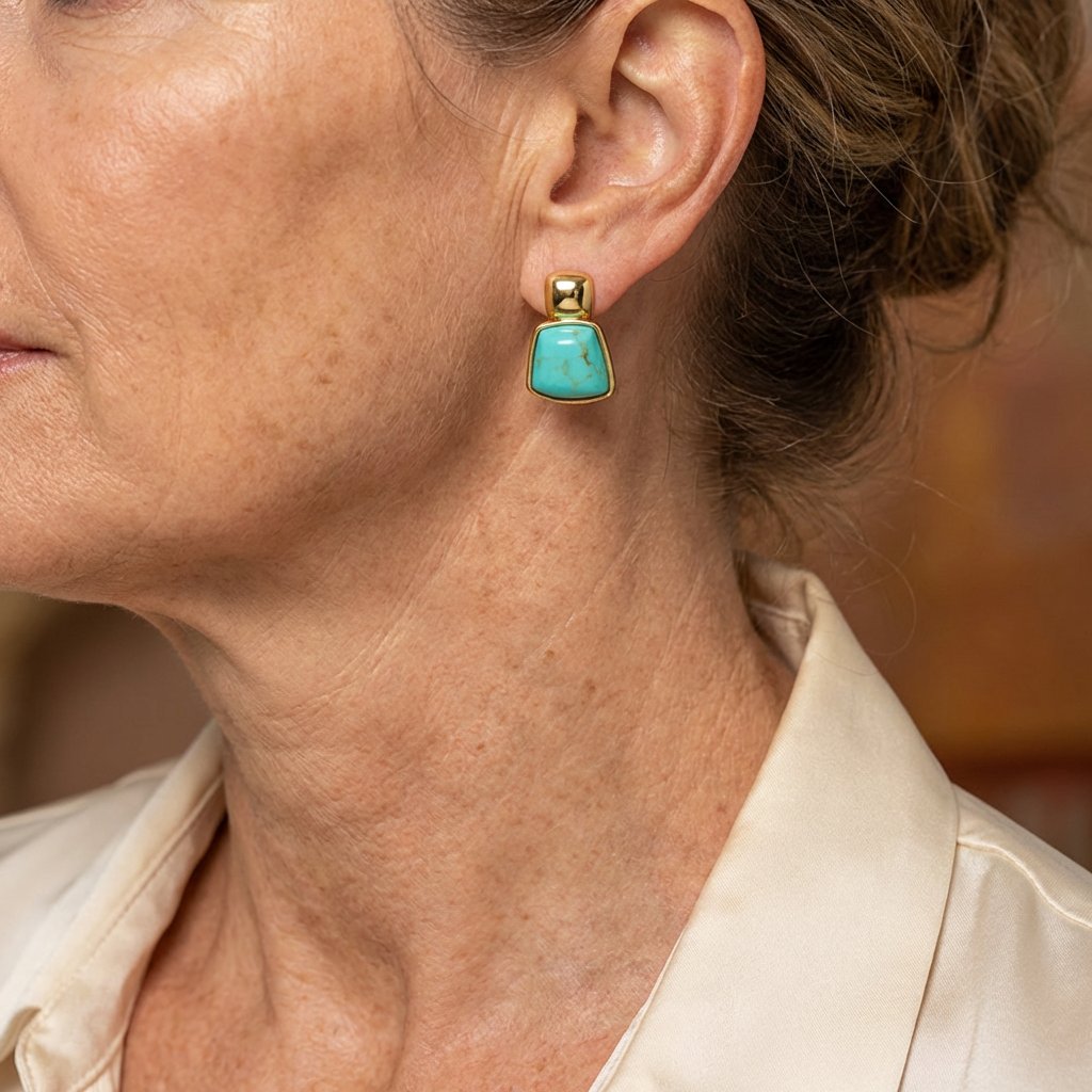 Women's Geometric Square Drop Earrings | Gold-Tone Statement Jelly Earrings