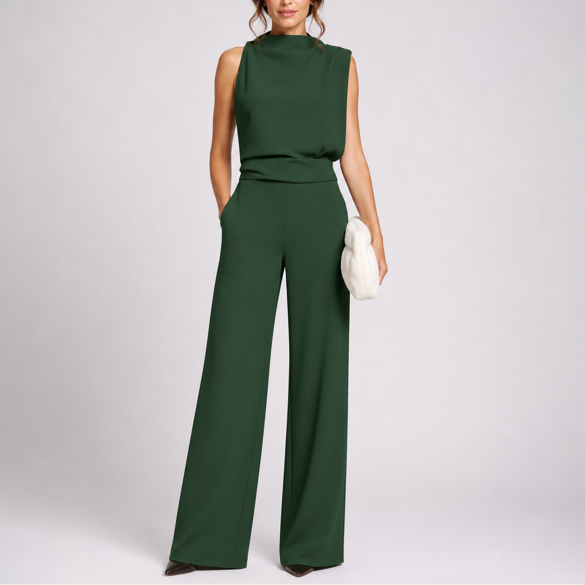 Women's Wide-Leg High-Neck Jumpsuit | Elegant Sleeveless Statement Jumpsuit