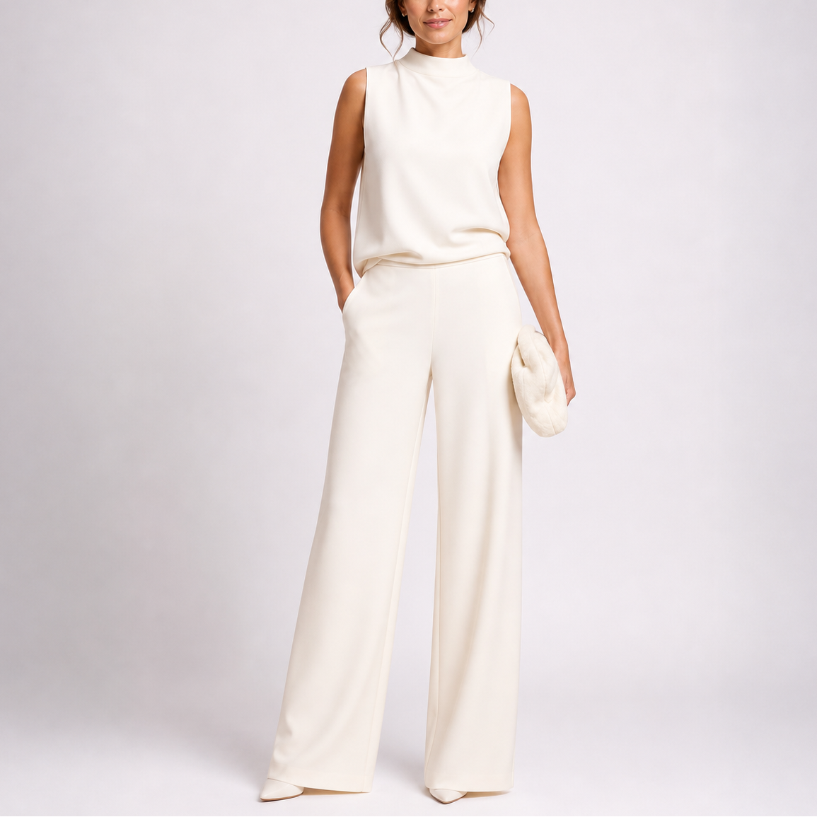 Women's Wide-Leg High-Neck Jumpsuit | Elegant Sleeveless Statement Jumpsuit