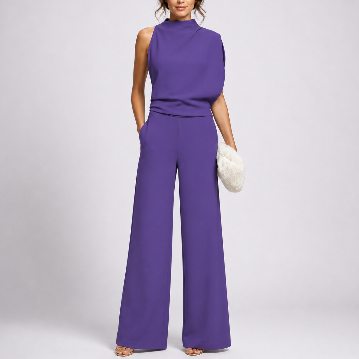 Women's Wide-Leg High-Neck Jumpsuit | Elegant Sleeveless Statement Jumpsuit