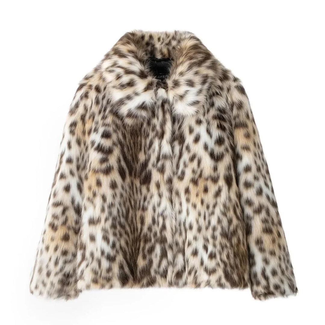 Oversized Women's Faux Fur Animal Print Coat