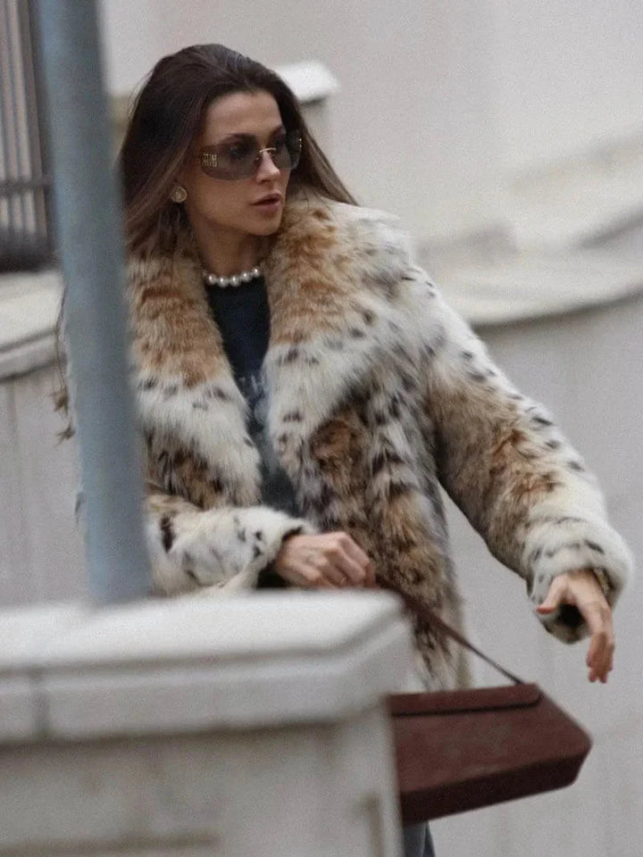 Oversized Women's Faux Fur Animal Print Coat