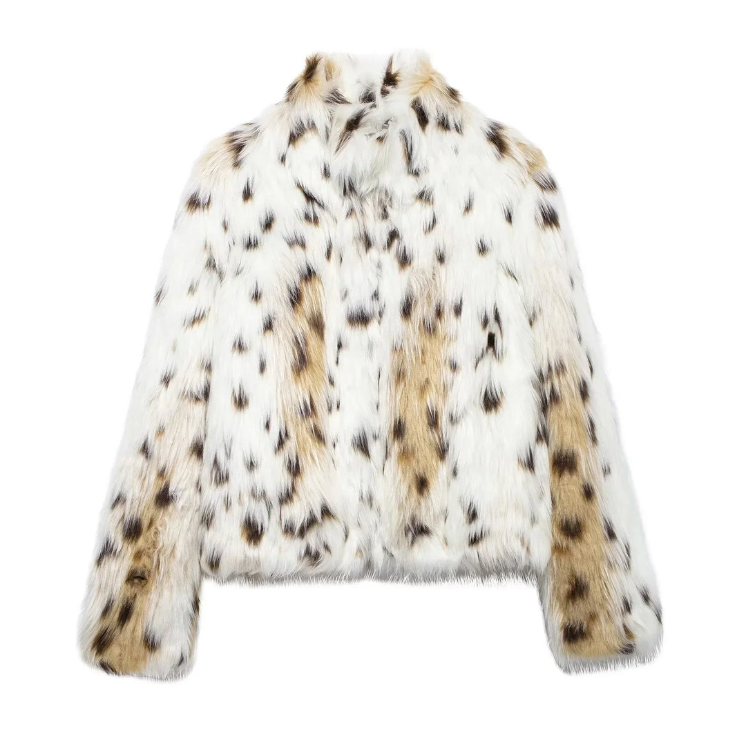 Oversized Women's Faux Fur Animal Print Coat