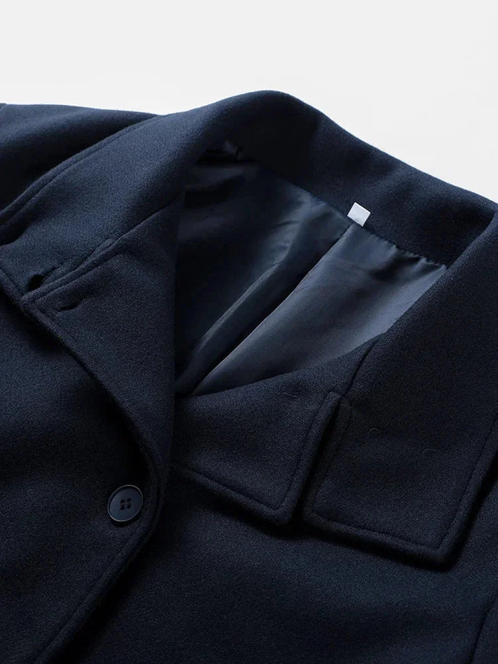 Short Women's Coat with Buttons and High Collar