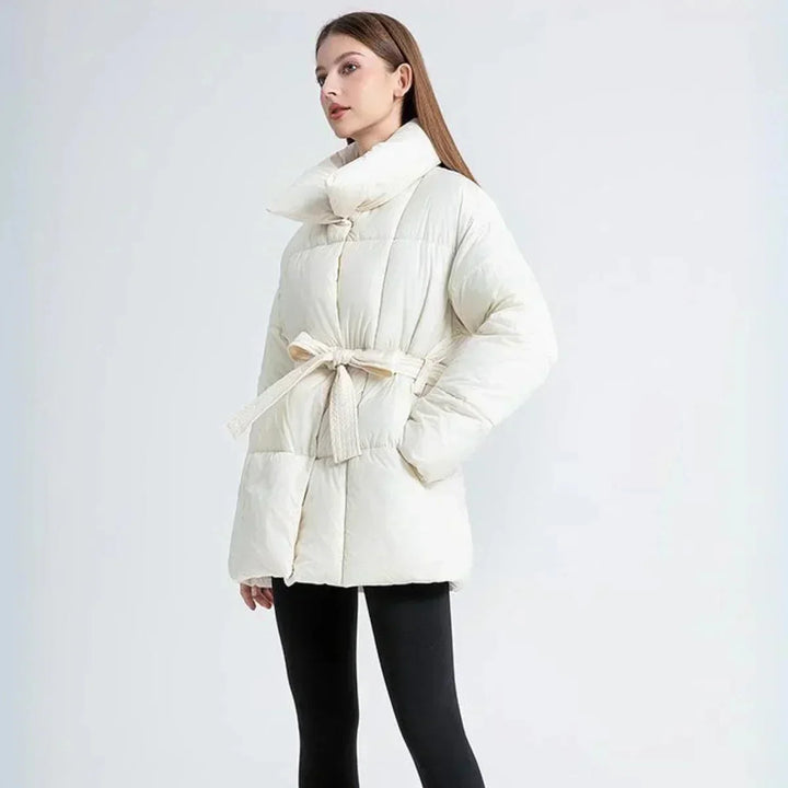 Women's Winter Coat with Belt and Elegant Collar