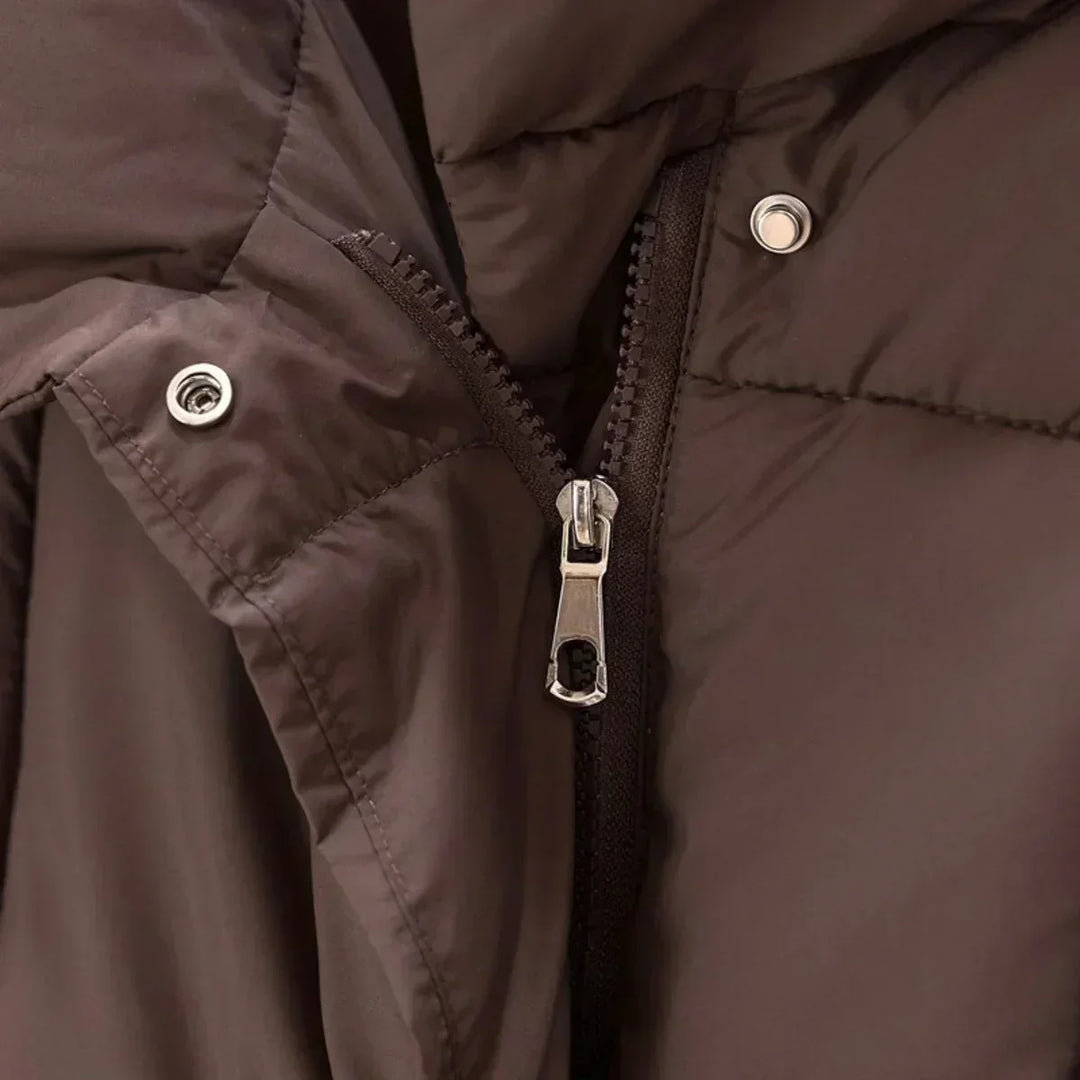 Women's Winter Coat with Belt and Elegant Collar