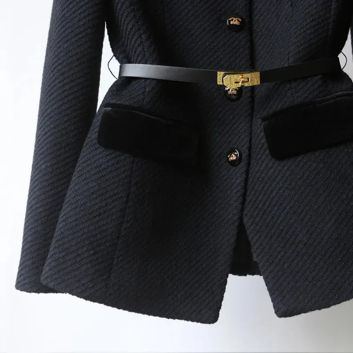 Chic Women's Coat with Belt and Decorative Buttons