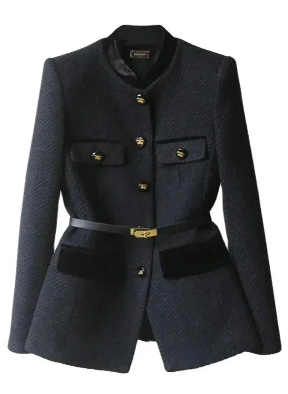 Chic Women's Coat with Belt and Decorative Buttons