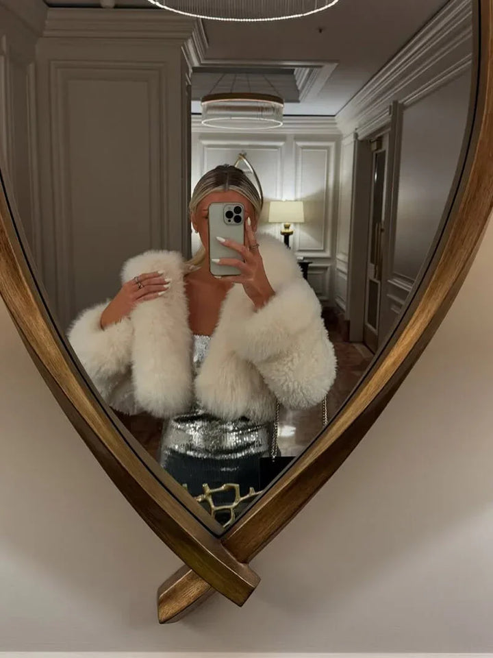 Casual Women's Coat with Faux Fur Hood