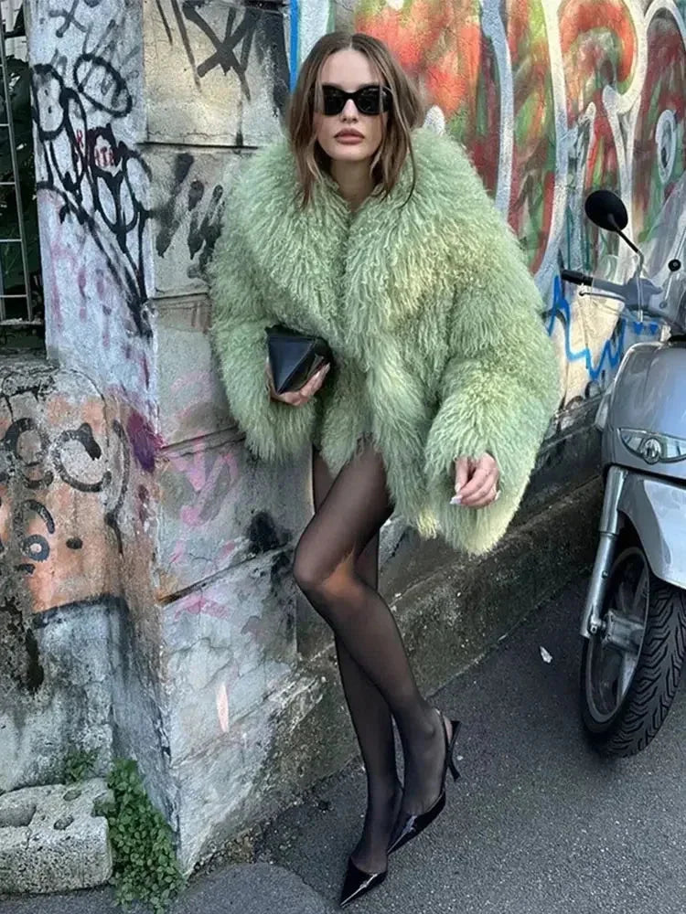 Trendy Women's Faux Fur Coat