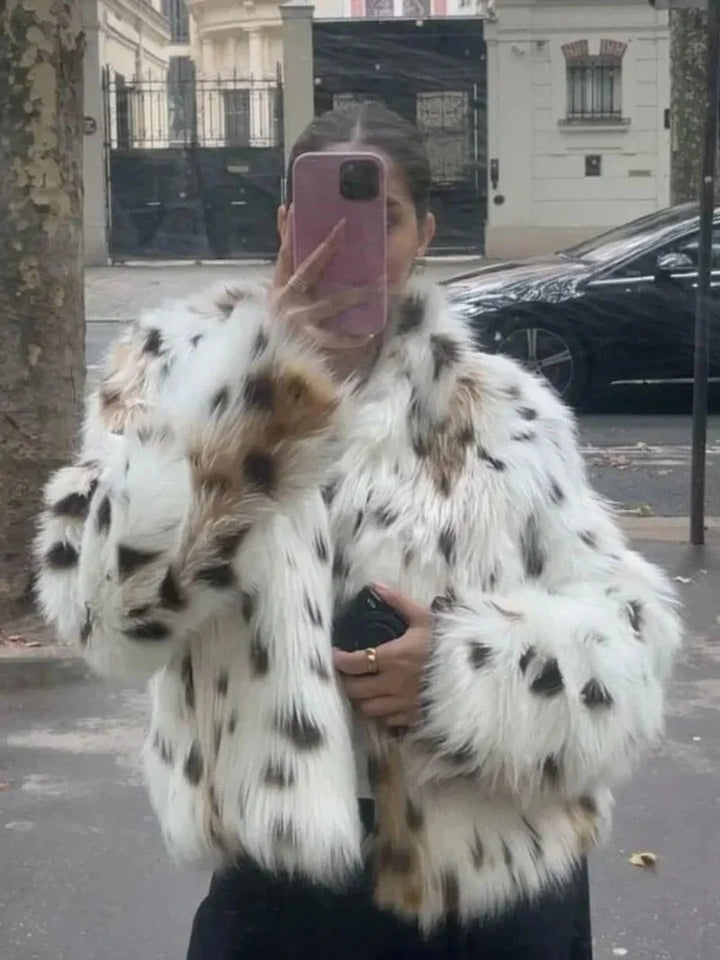 Women's Leopard Print Faux Fur Coat