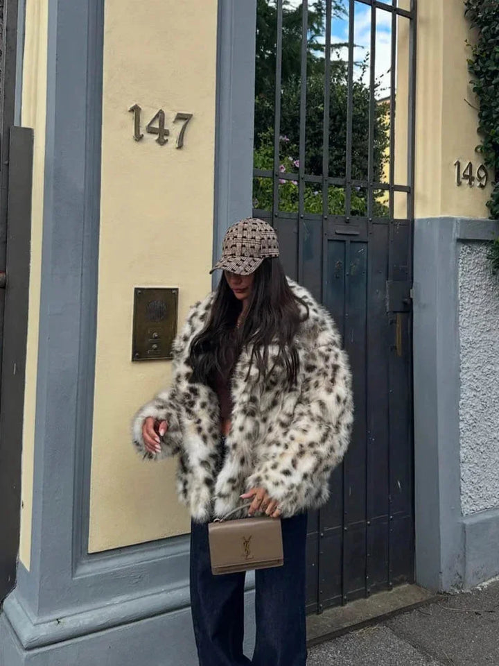 Women's Leopard Print Faux Fur Coat