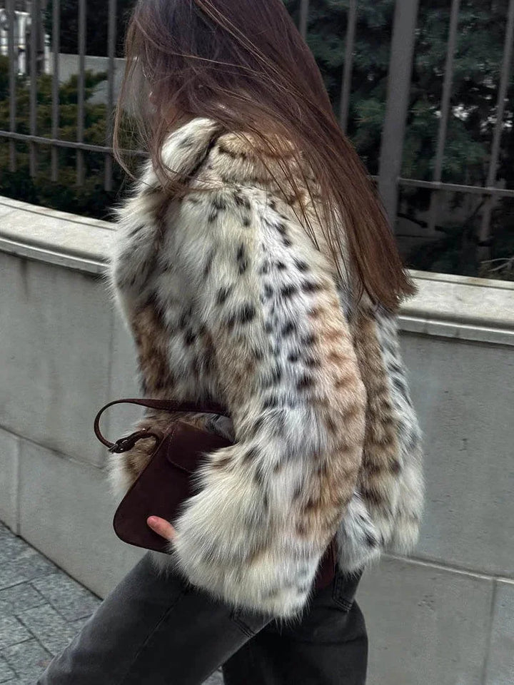 Women's Leopard Print Faux Fur Coat