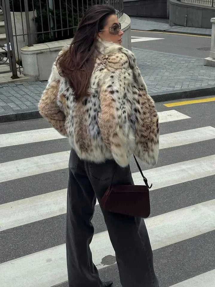 Women's Leopard Print Faux Fur Coat